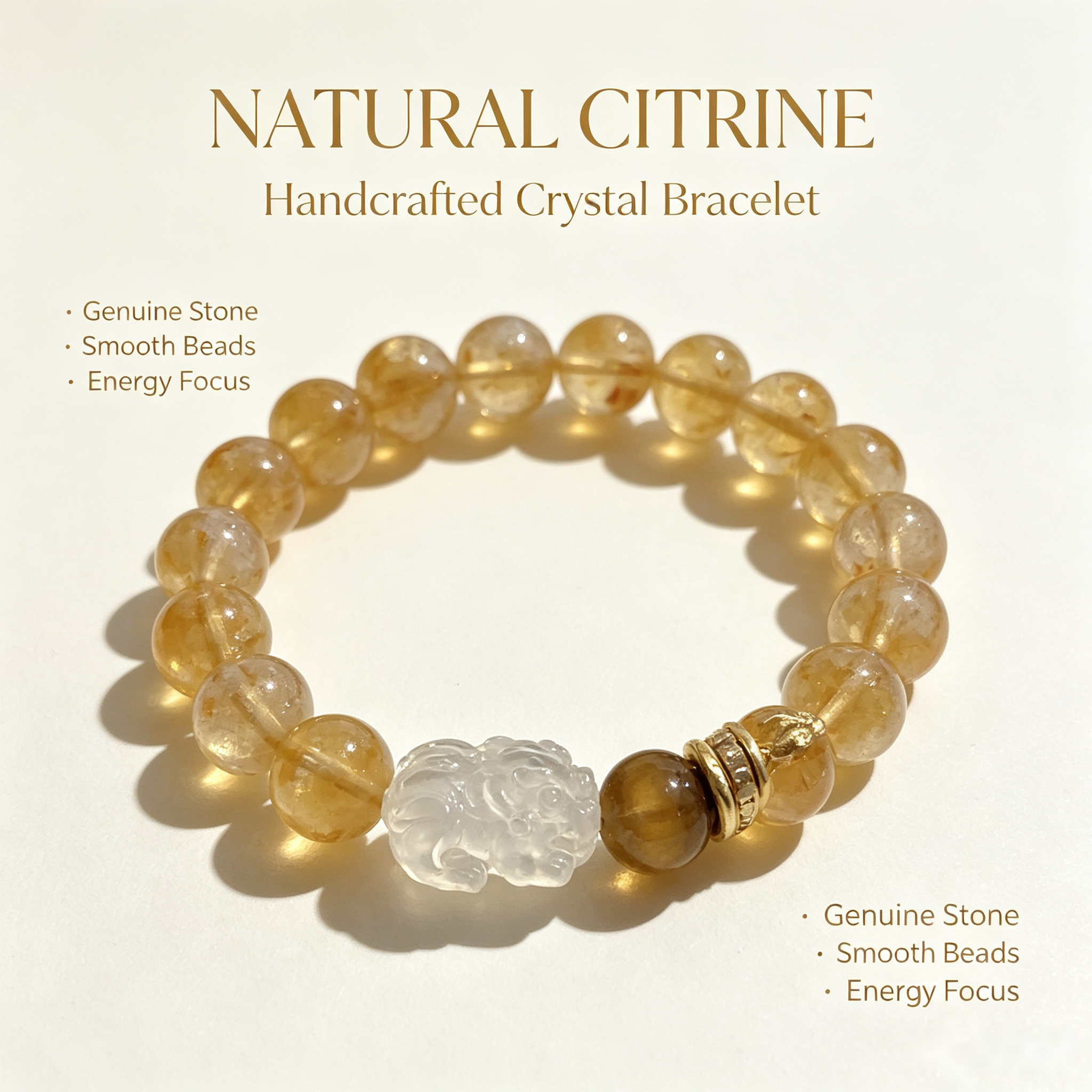 Citrine Pixiu Bracelet - 12mm Wealth Intention