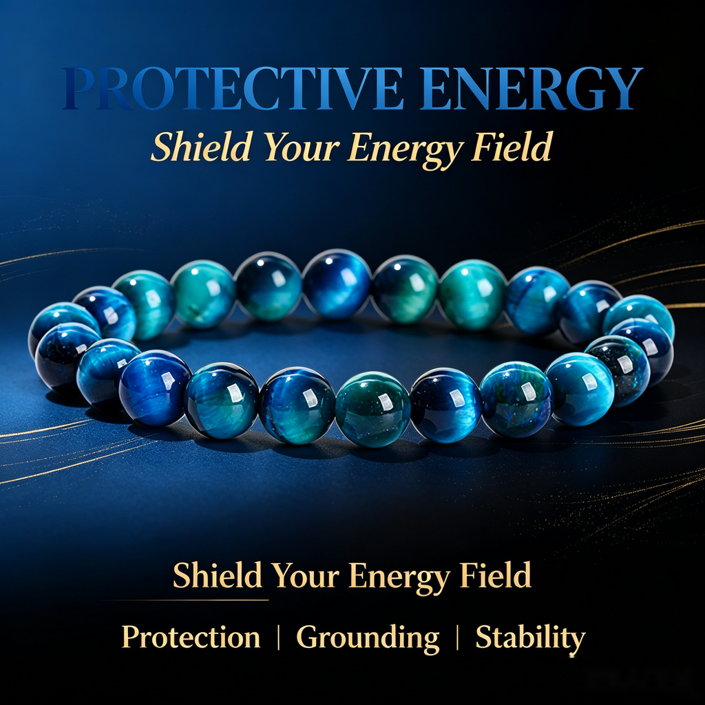 Focus Under Pressure Blue Tiger Eye Bracelet — 10mm