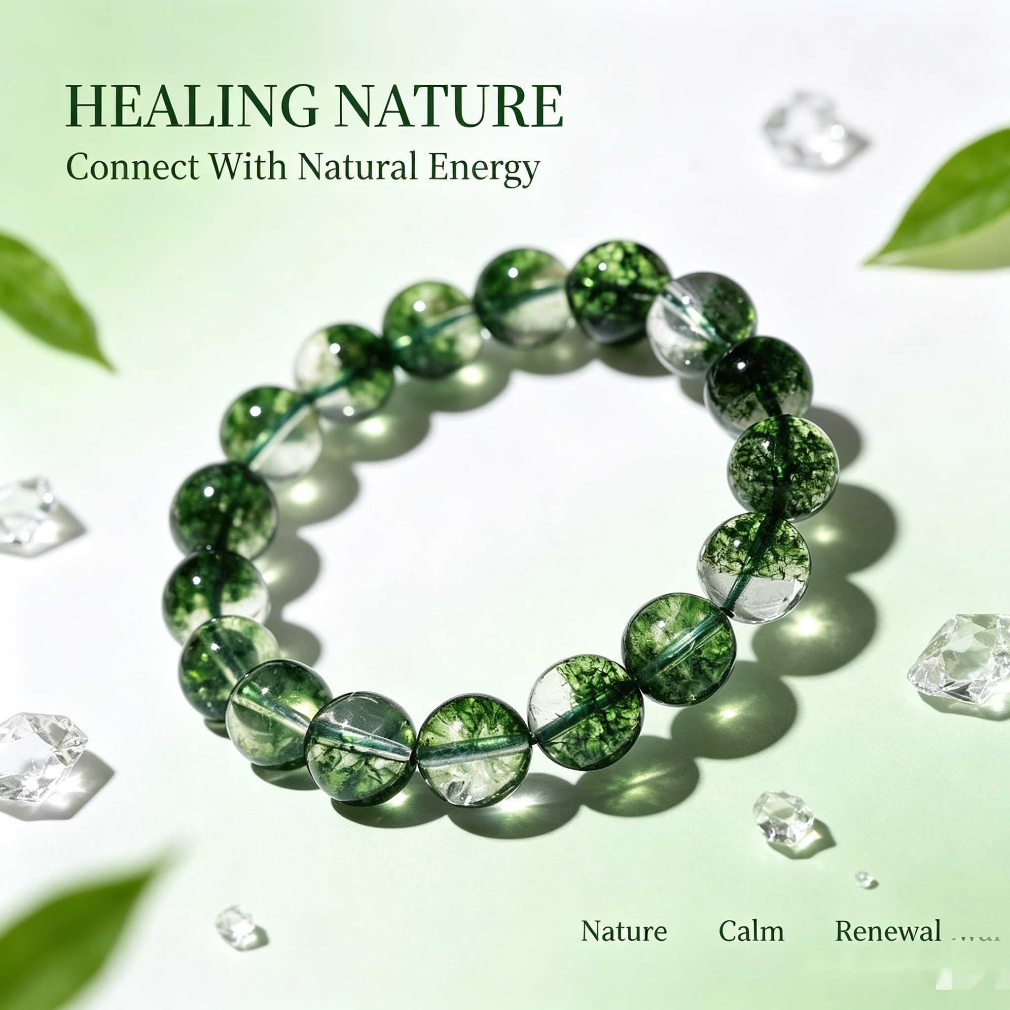 Green Phantom Quartz Bracelet — Abundance Intention — 12mm