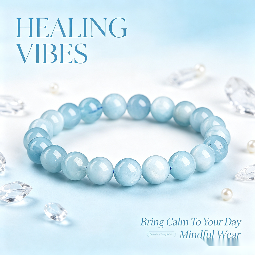 Celestial Aquamarine Bracelet - 12mm Ocean Calm