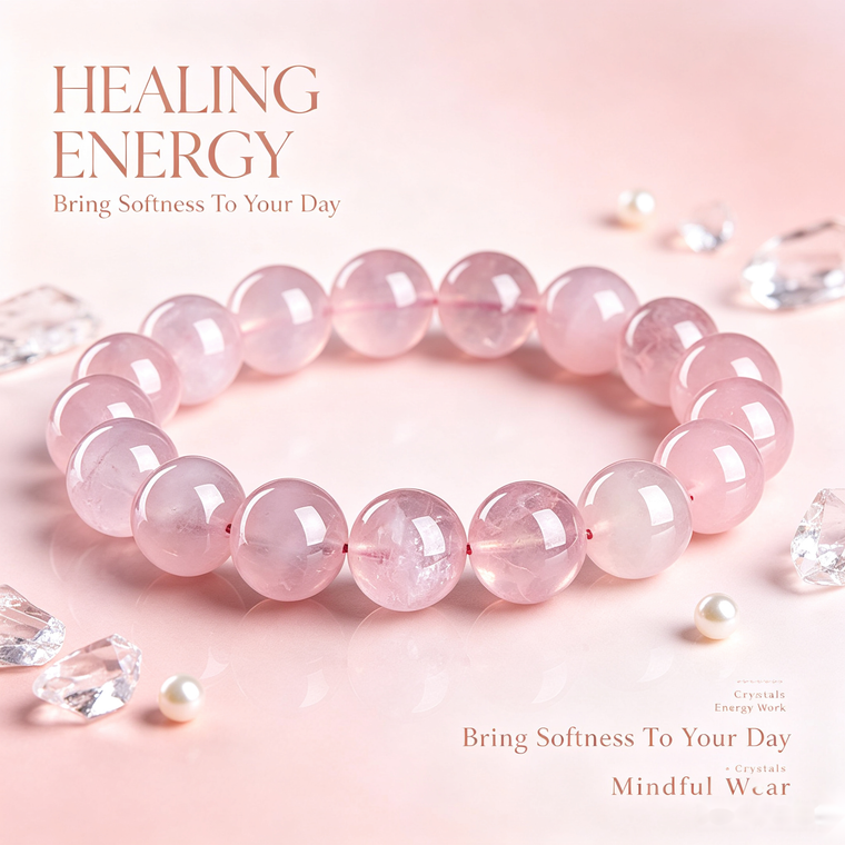 Rose Quartz Beaded Bracelet - 12mm