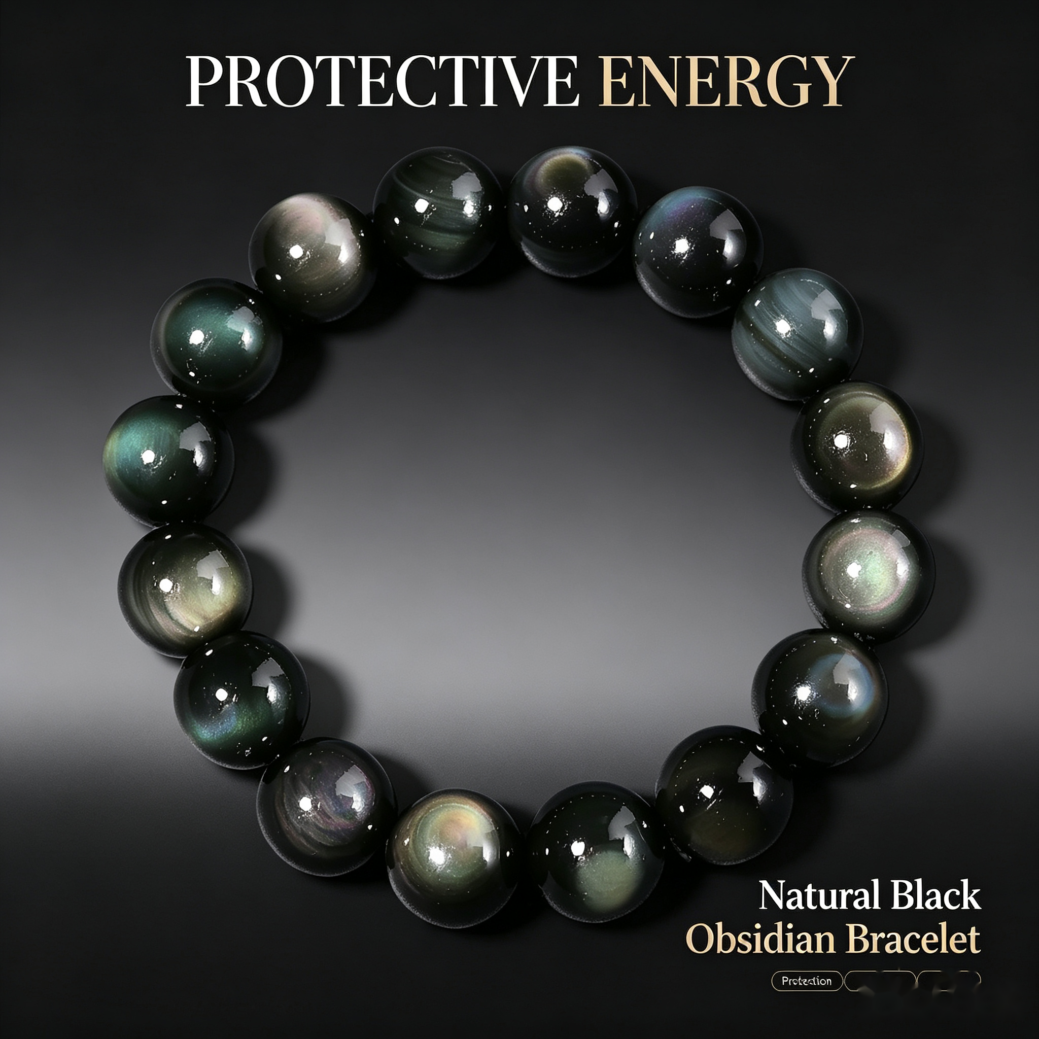 Rainbow Obsidian Protection Bracelet — 12mm
