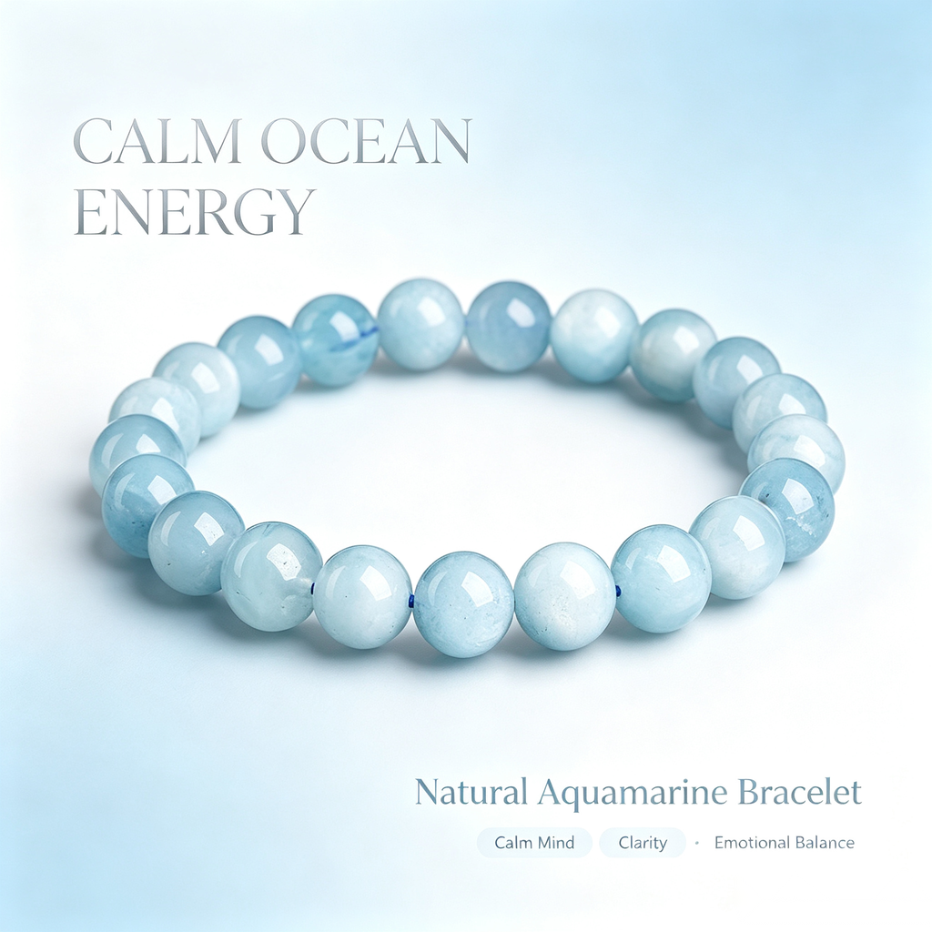 Celestial Aquamarine Bracelet - 12mm Ocean Calm
