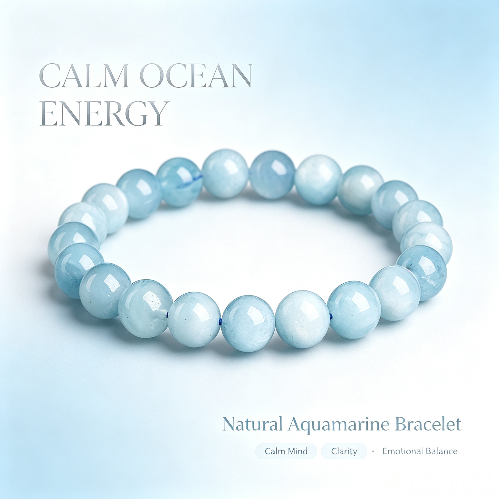 Celestial Aquamarine Bracelet - 12mm Ocean Calm
