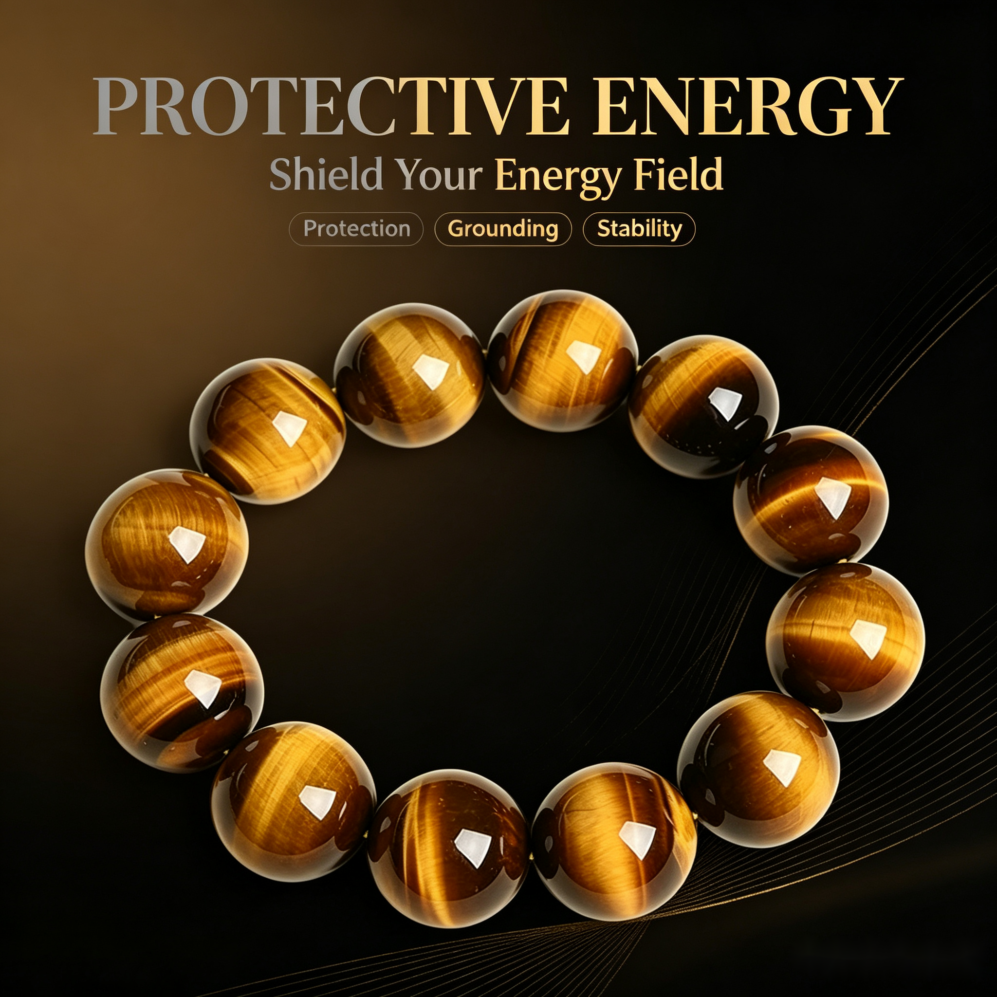 Yellow Tiger Eye Bracelet - 12mm Confidence & Wealth