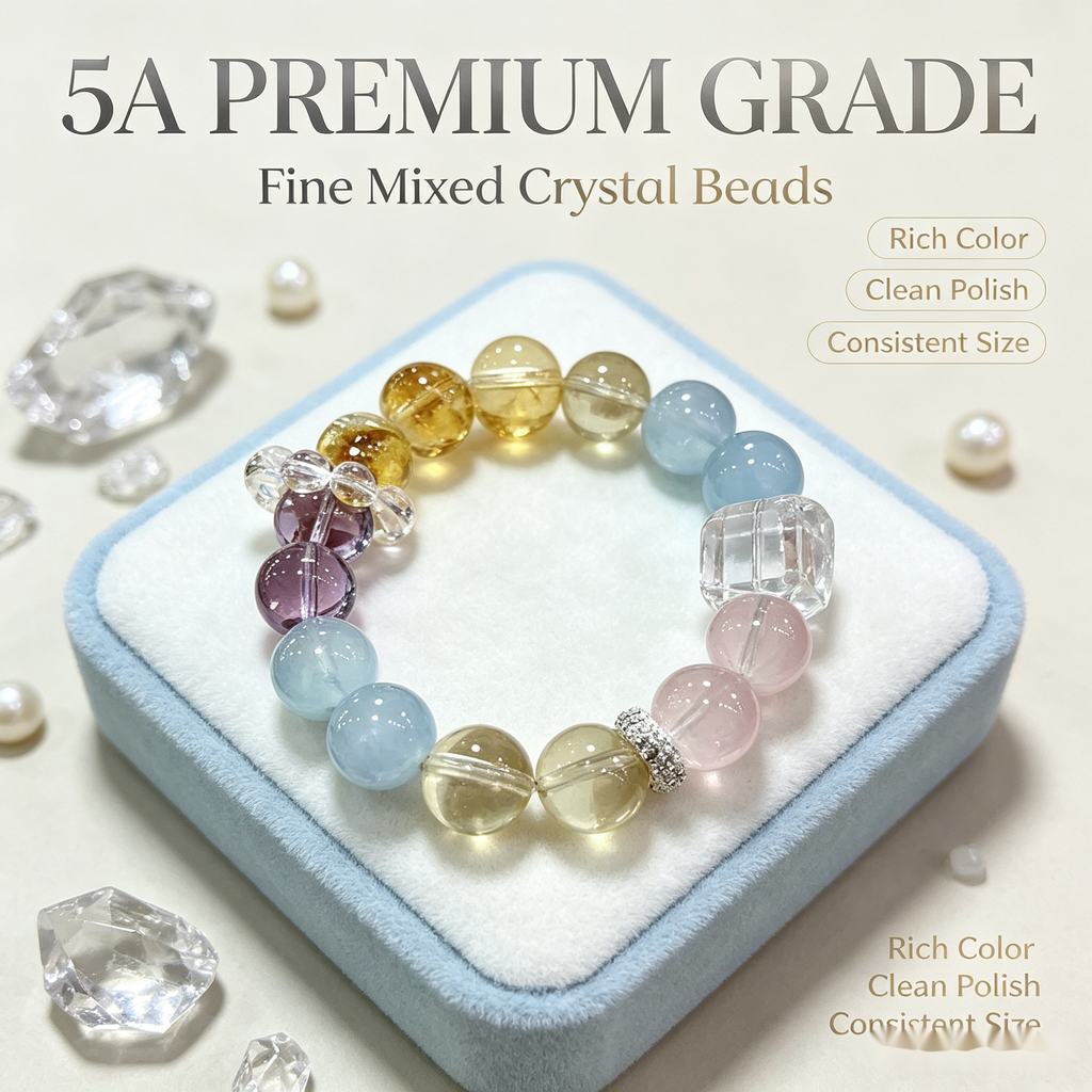 Calm Love Duo Bracelet — Blue Chalcedony, Rose Quartz, Citrine & Sodalite — 12mm