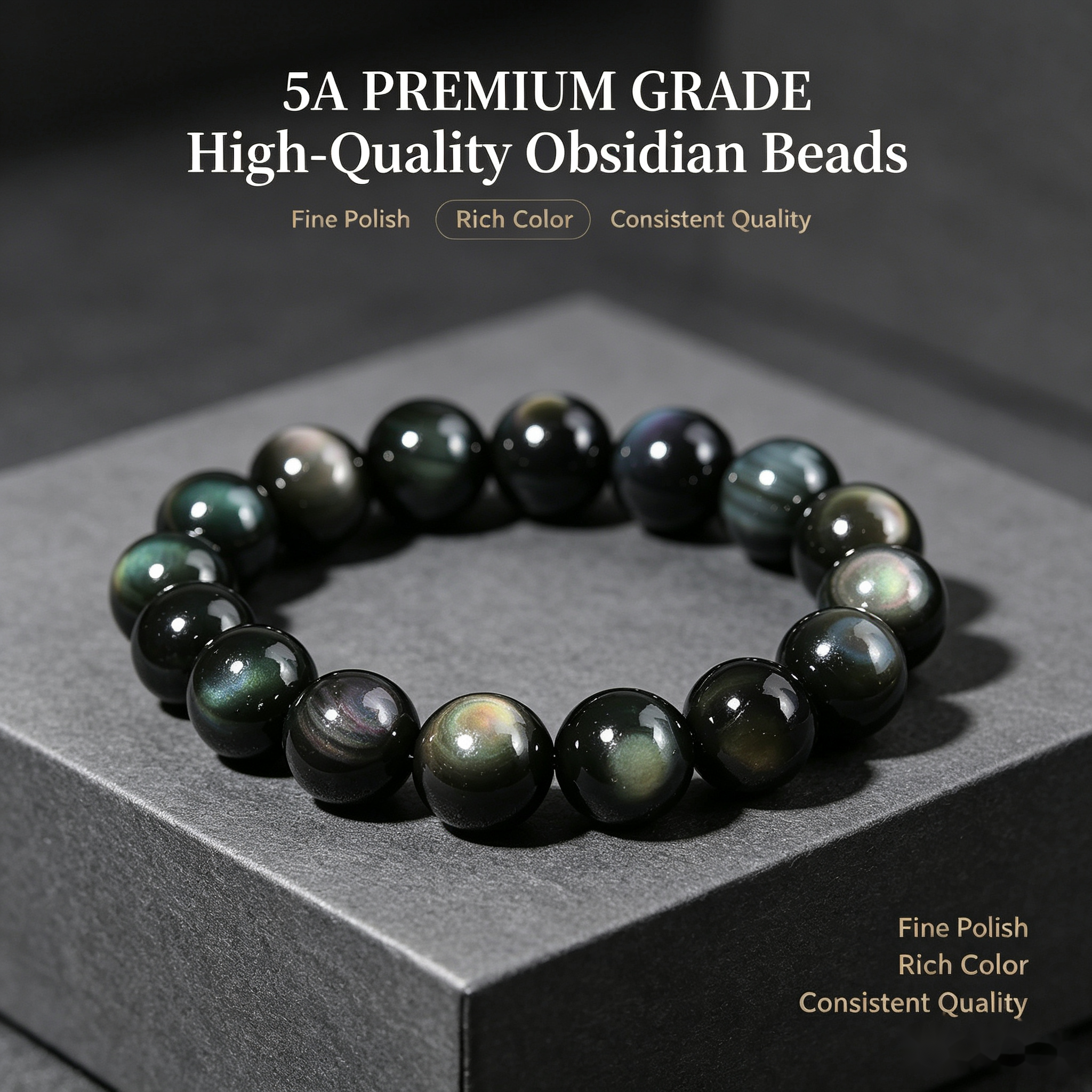 Rainbow Obsidian Protection Bracelet — 12mm
