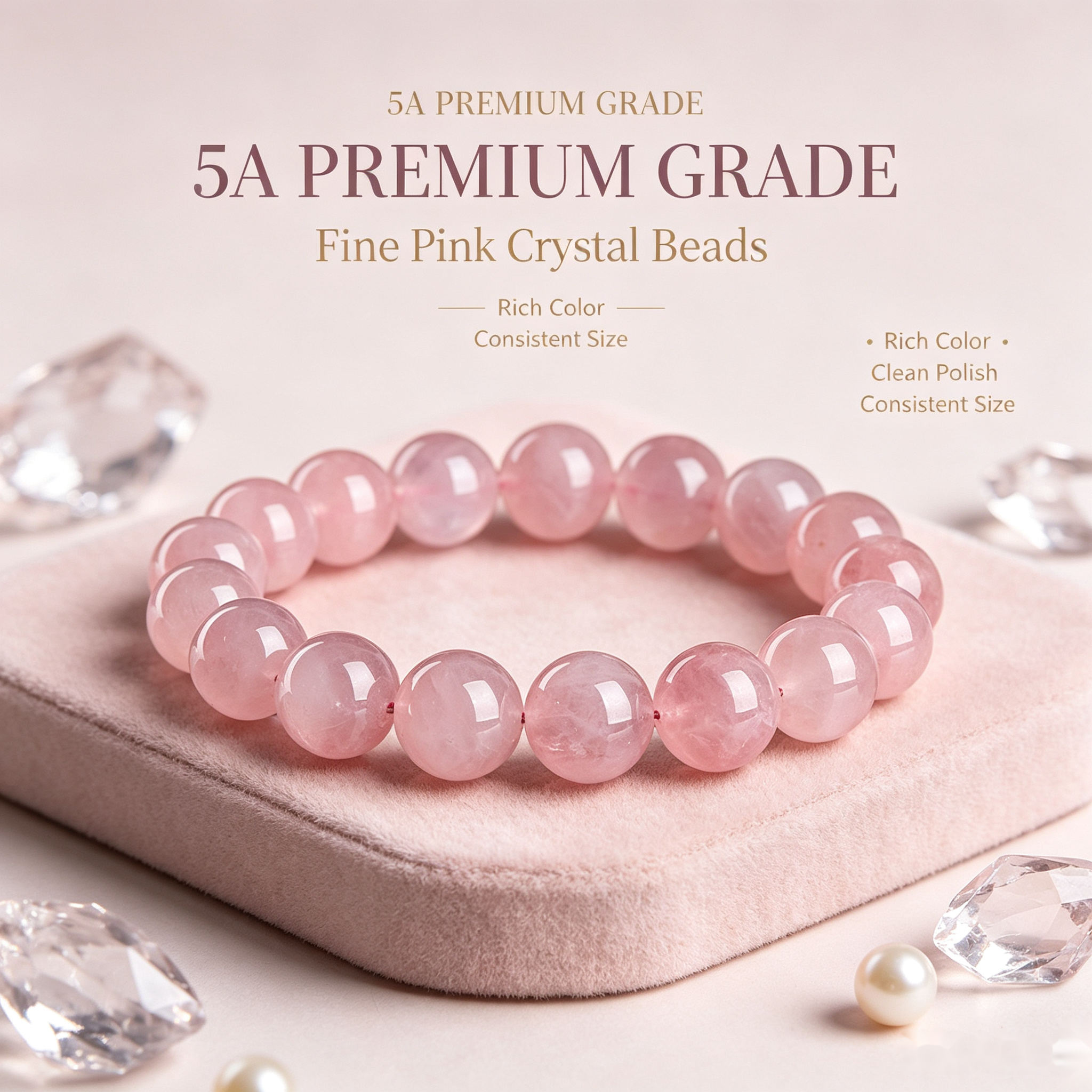 Soft Love Rose Quartz Bracelet — 12mm