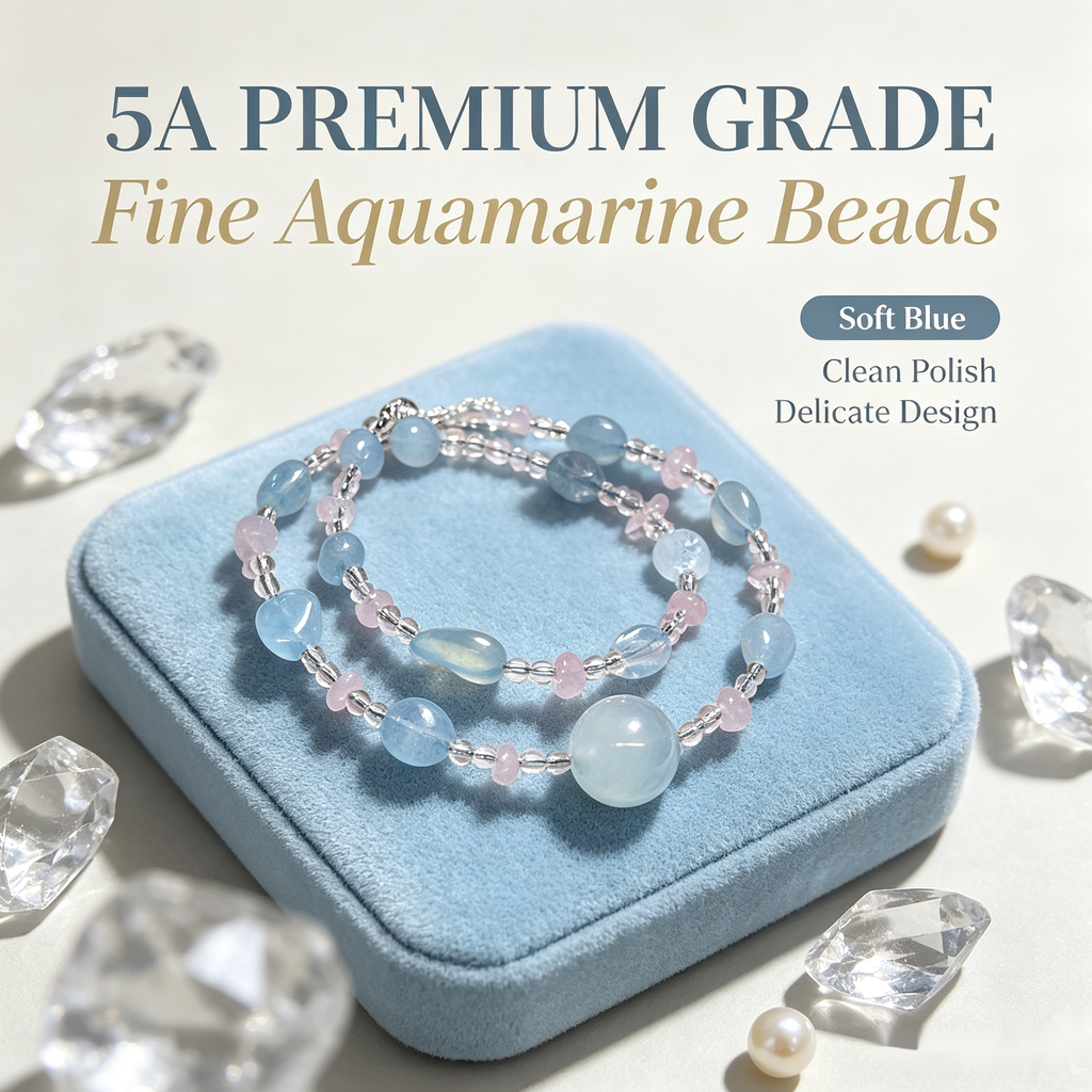 Aquamarine & Rose Quartz Double-Wrap Bracelet — Ocean Calm Gift Piece