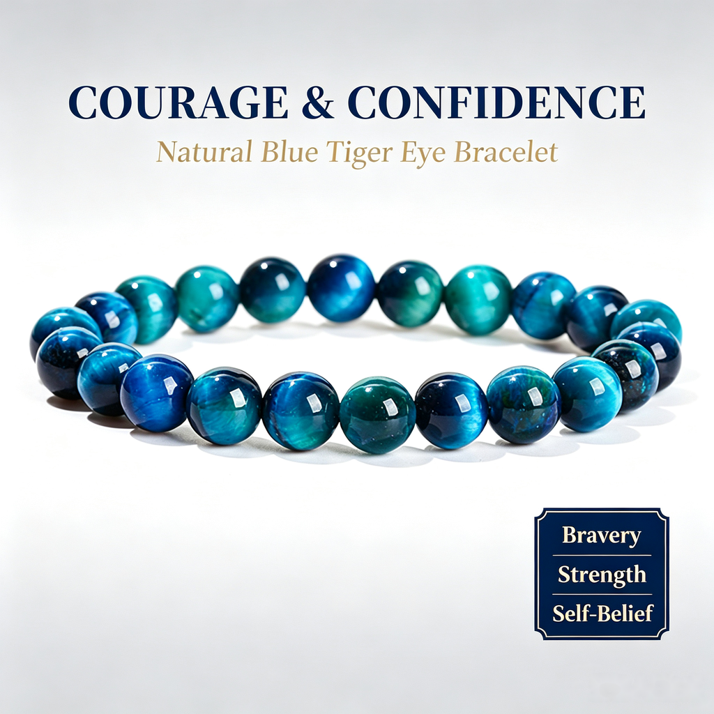 Focus Under Pressure Blue Tiger Eye Bracelet — 10mm