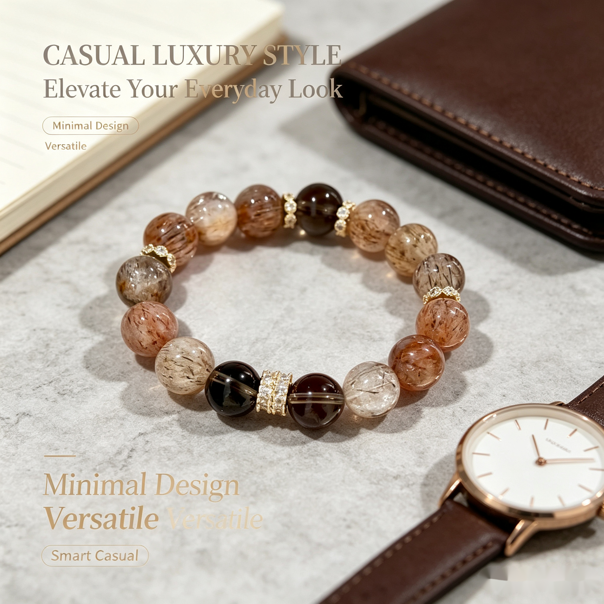 Super Seven Smoky Quartz Bracelet - 12mm Grounded Energy