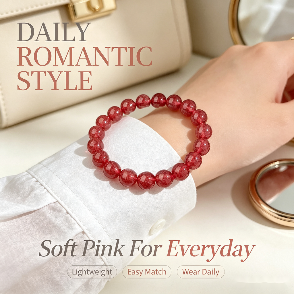 Strawberry Quartz Bracelet - 10mm Sweet Love Energy