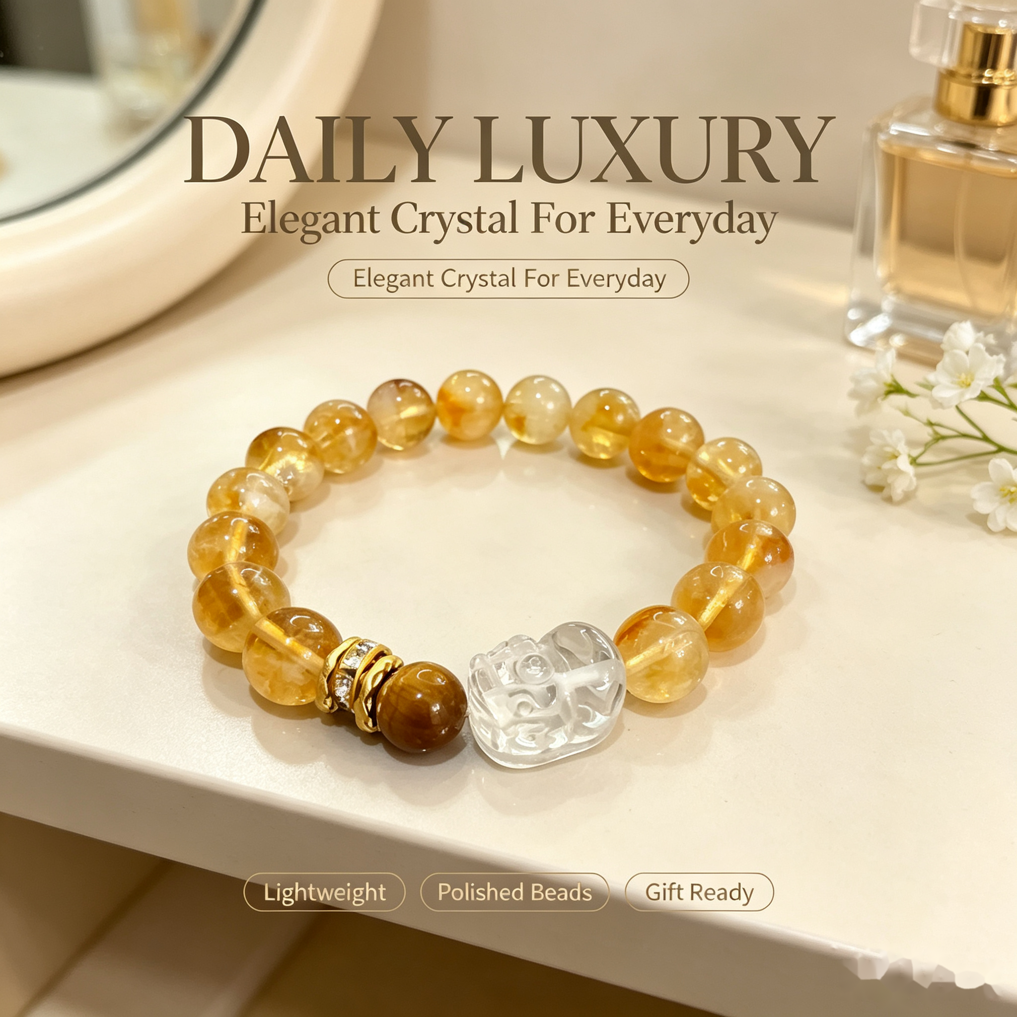 Citrine Pixiu Bracelet - 12mm Wealth Intention