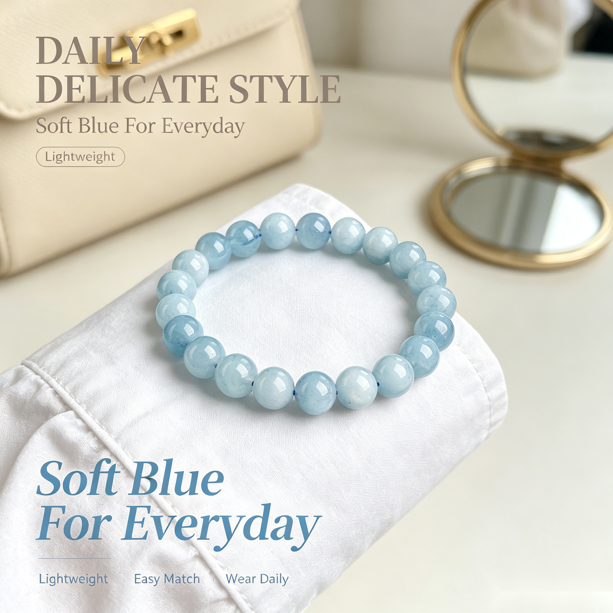 Celestial Aquamarine Bracelet - 12mm Ocean Calm