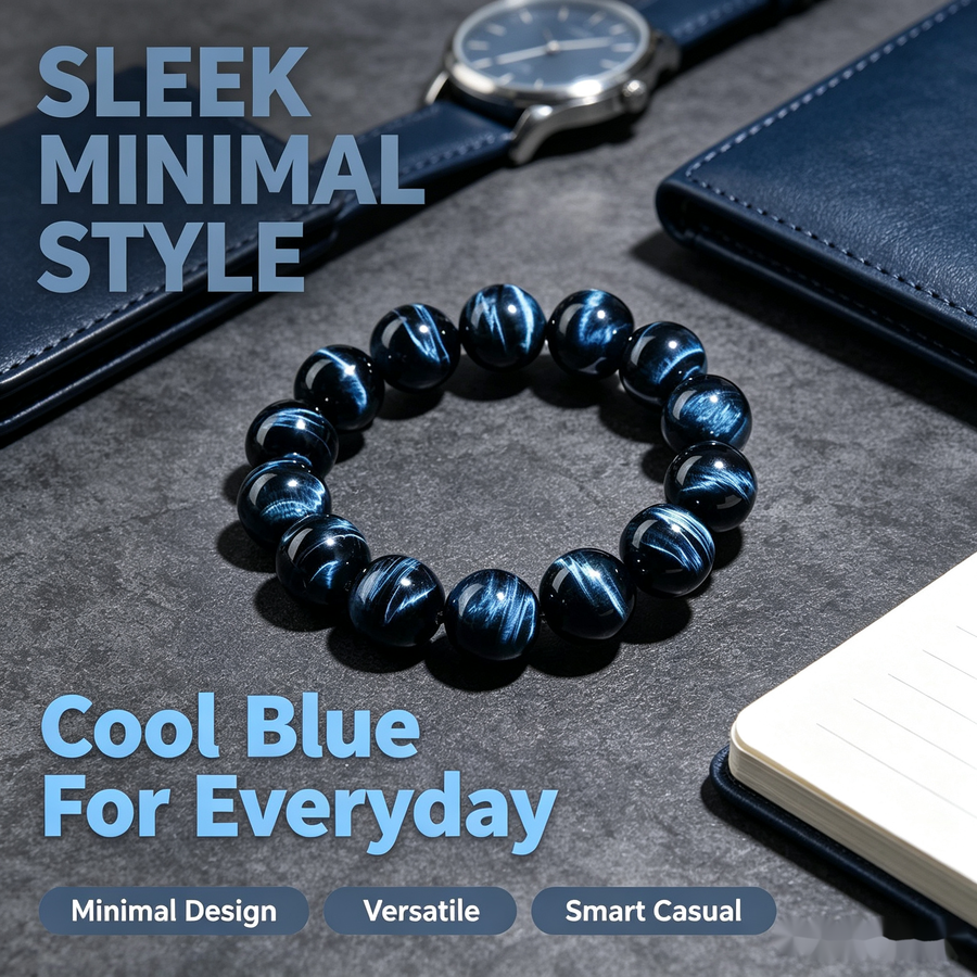 Blue Tiger Eye Bracelet - 12mm