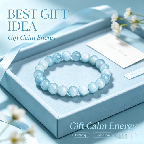 Aquamarine Beaded Bracelet - 12mm