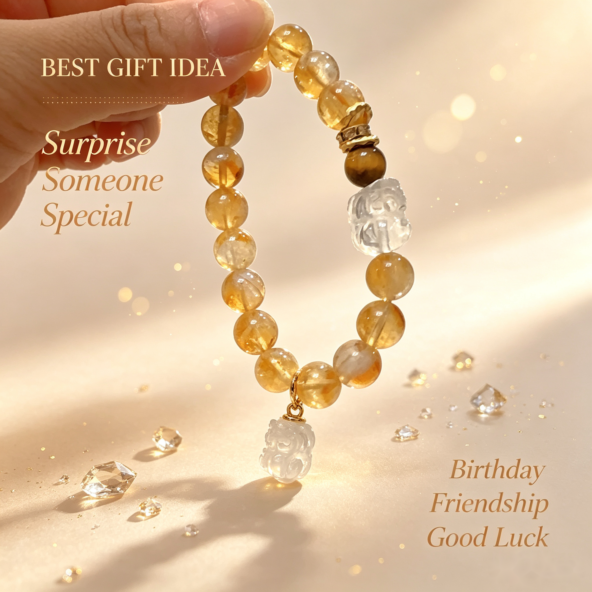 Citrine Pixiu Bracelet - 12mm Wealth Intention