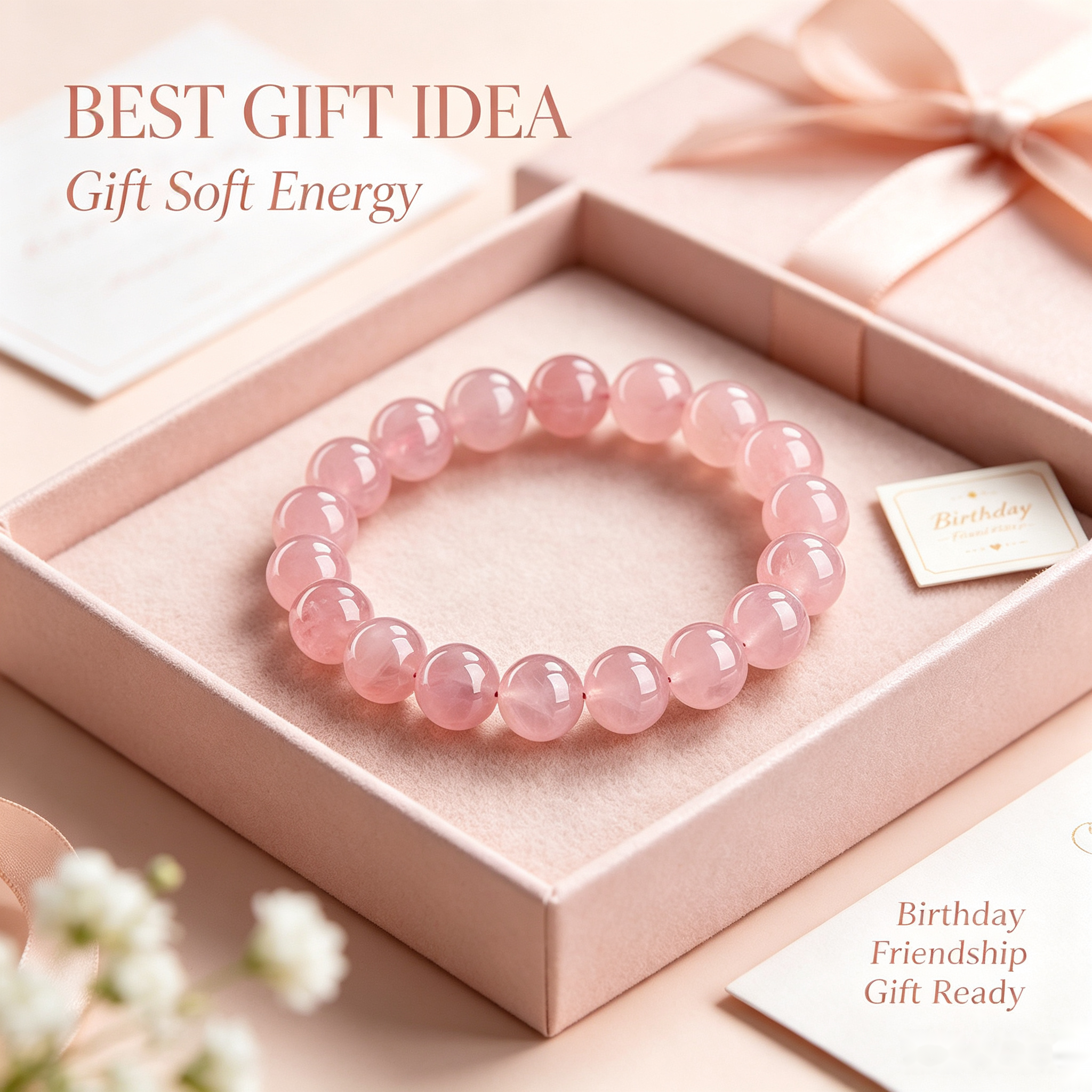 Soft Love Rose Quartz Bracelet — 12mm
