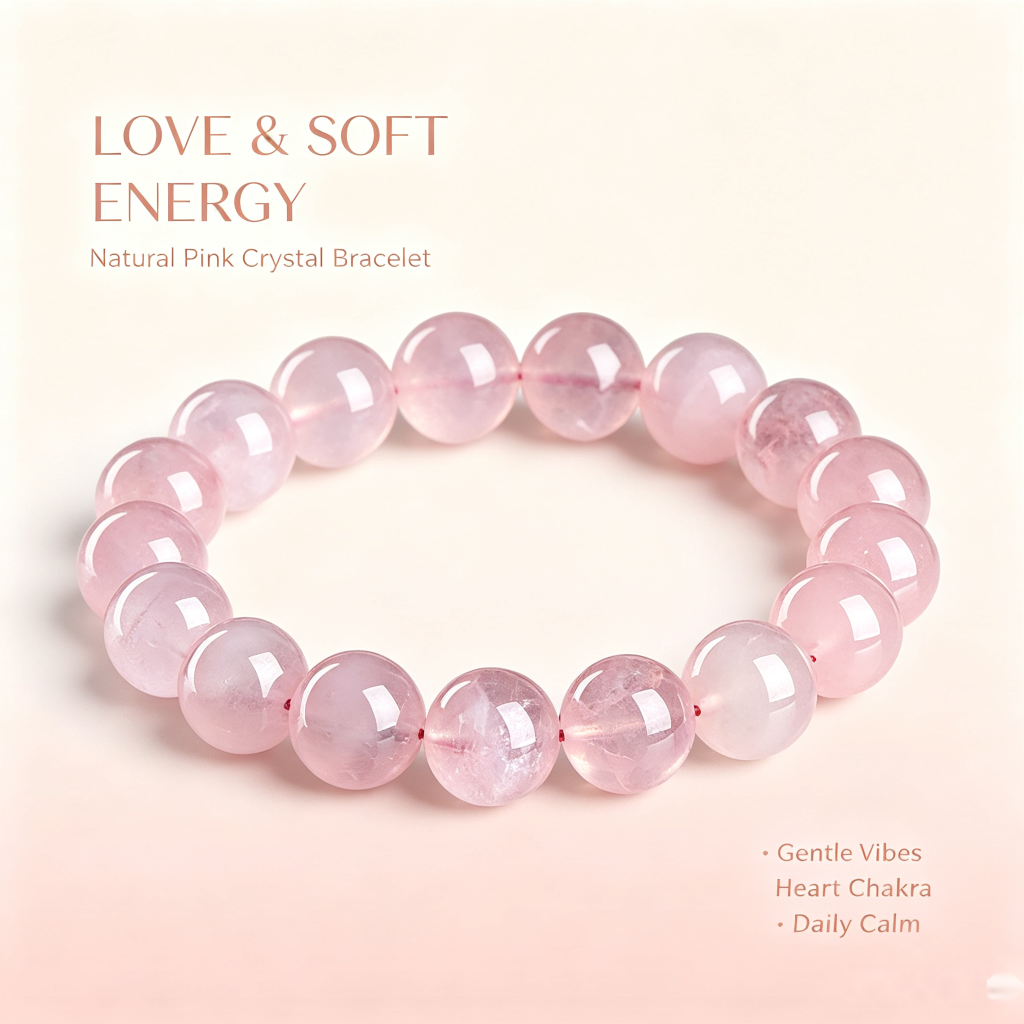 Soft Love Rose Quartz Bracelet — 12mm