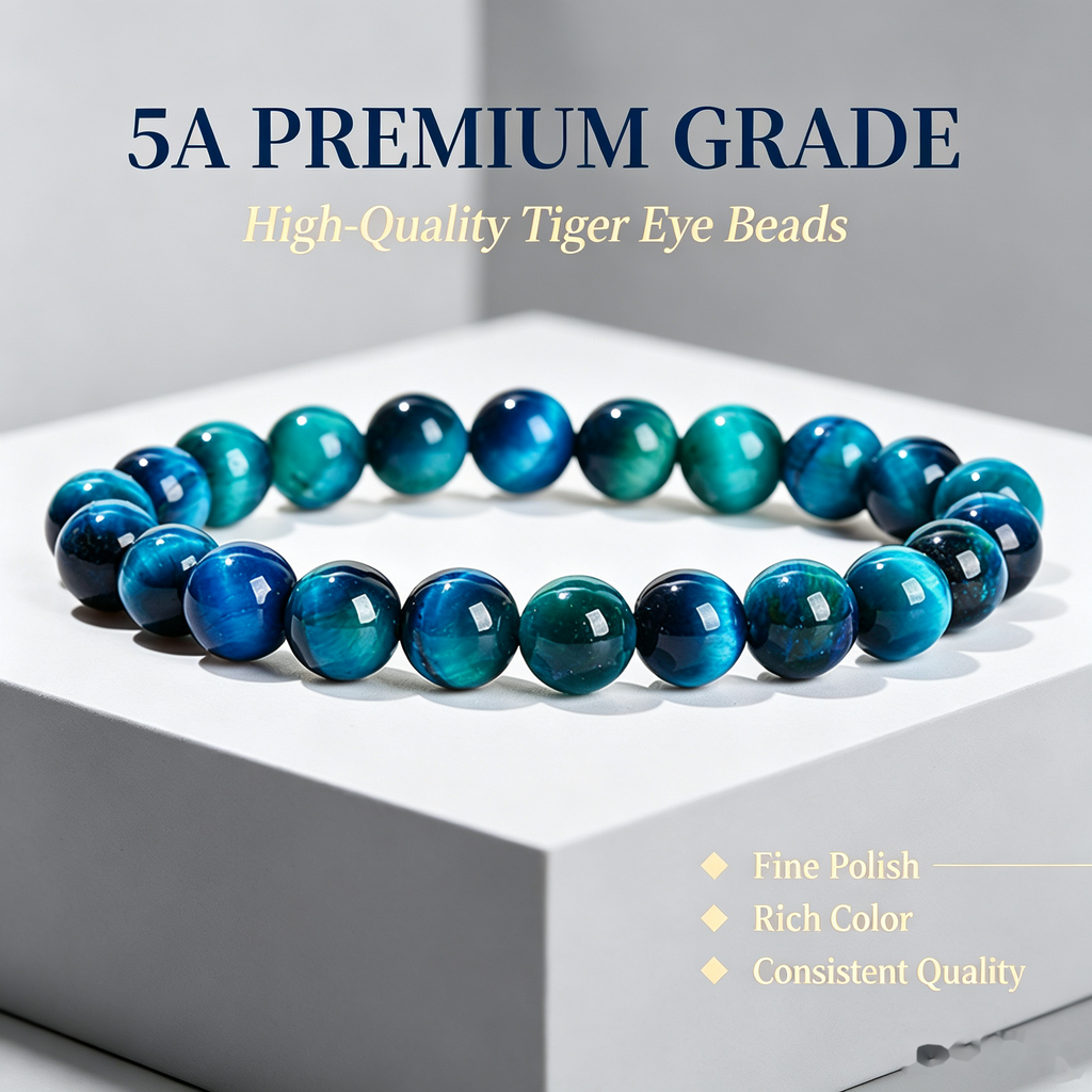 Focus Under Pressure Blue Tiger Eye Bracelet — 10mm