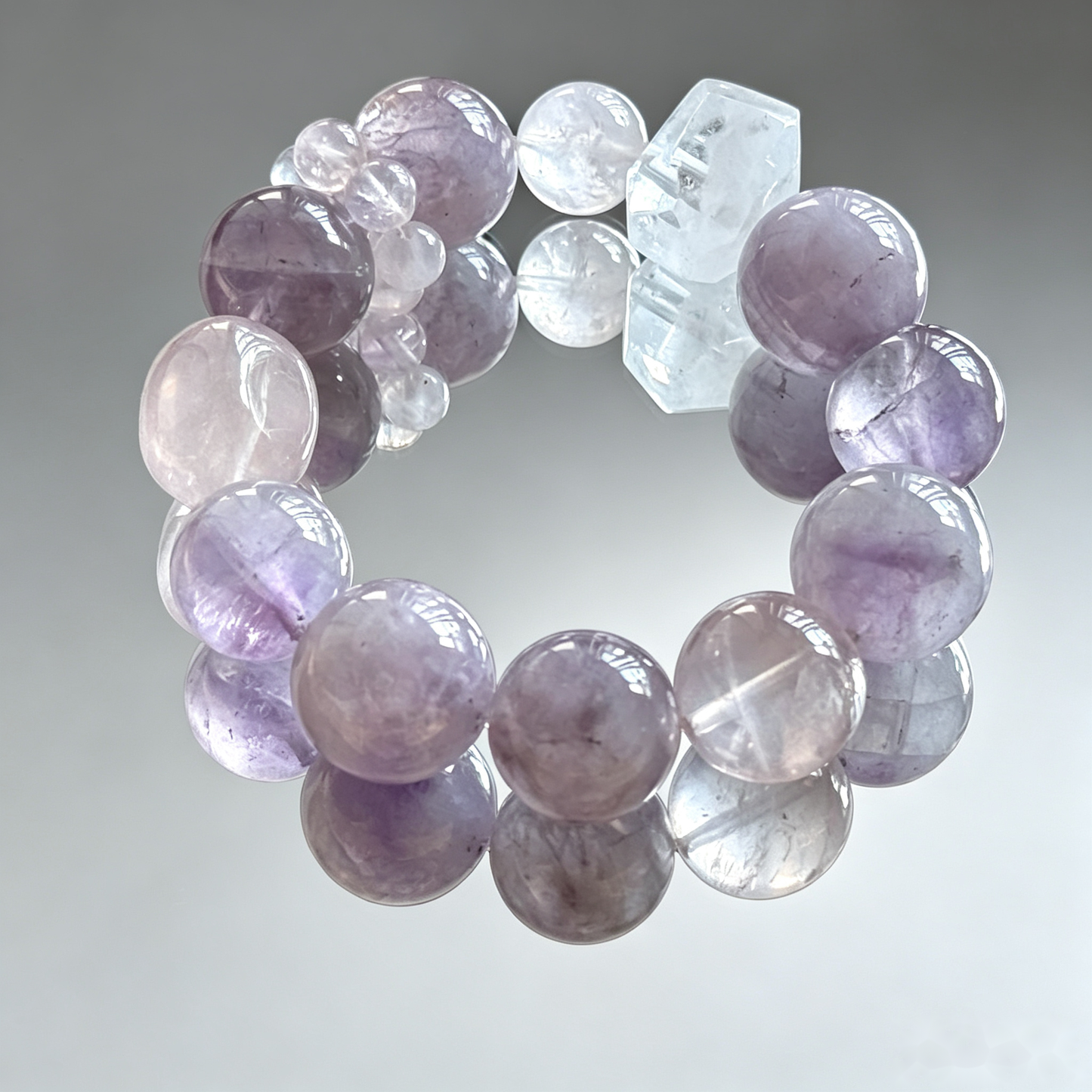 Lavender Love Crystal Bracelet — Amethyst & Rose Quartz — 12mm