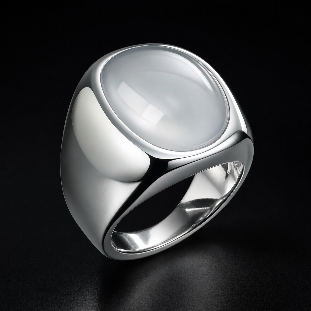 Natural Quartzite Jade Ring in 925 Silver - Bold Sculptural Statement
