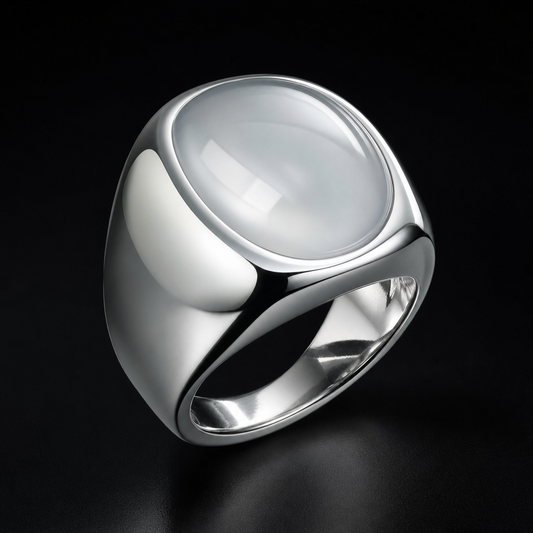 Natural Quartzite Jade Ring in 925 Silver - Bold Sculptural Statement