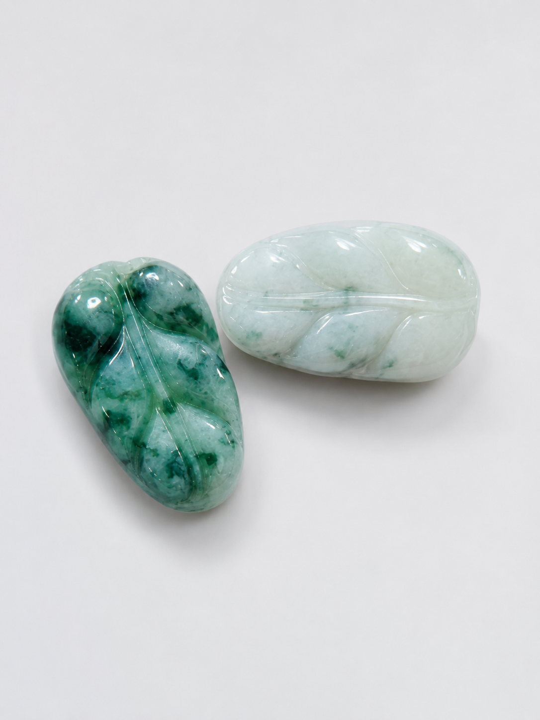 Jade Leaf Pendant - Floating Flower Pattern