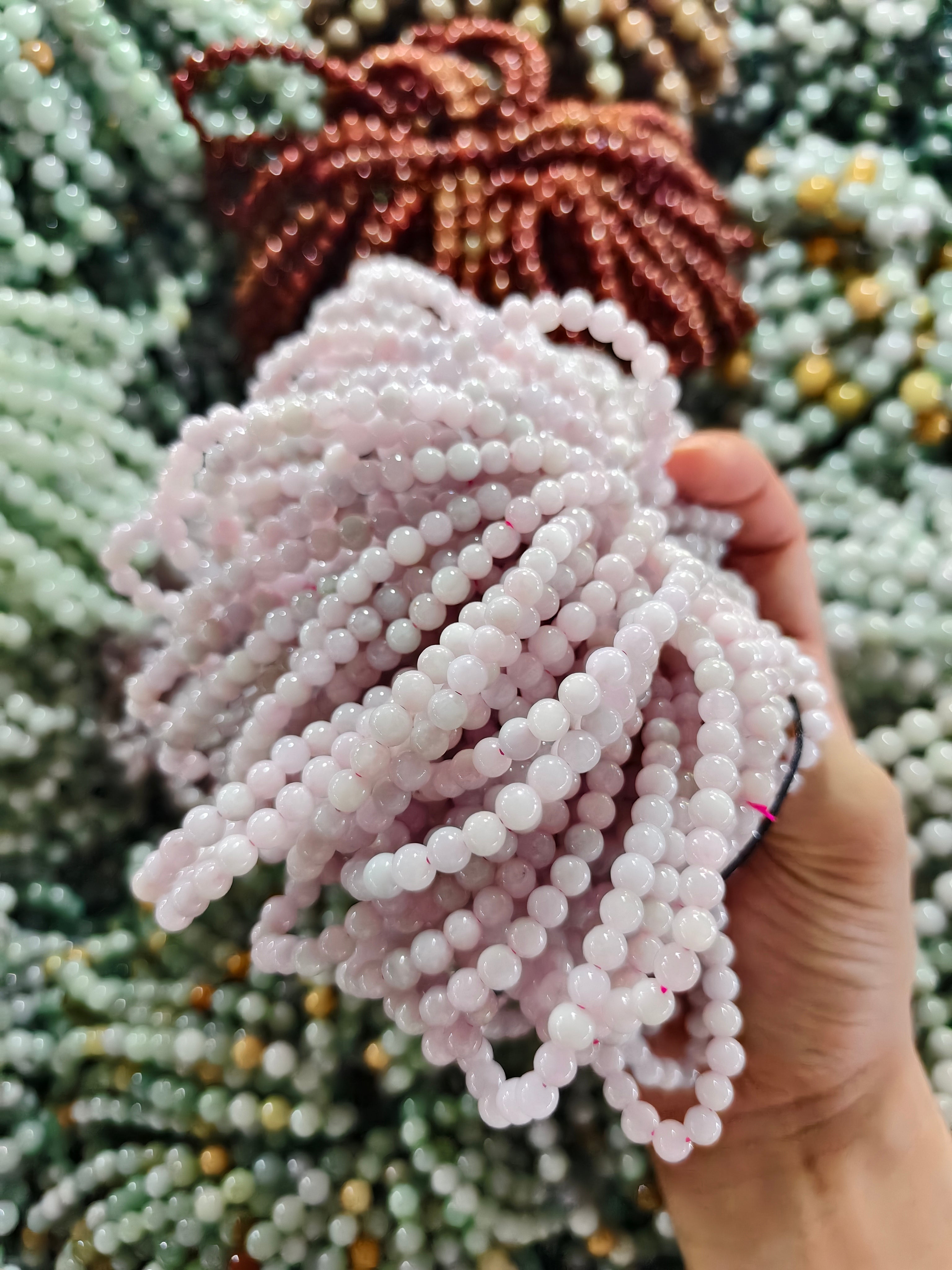 Jade Bead Bracelet - Pink Tone