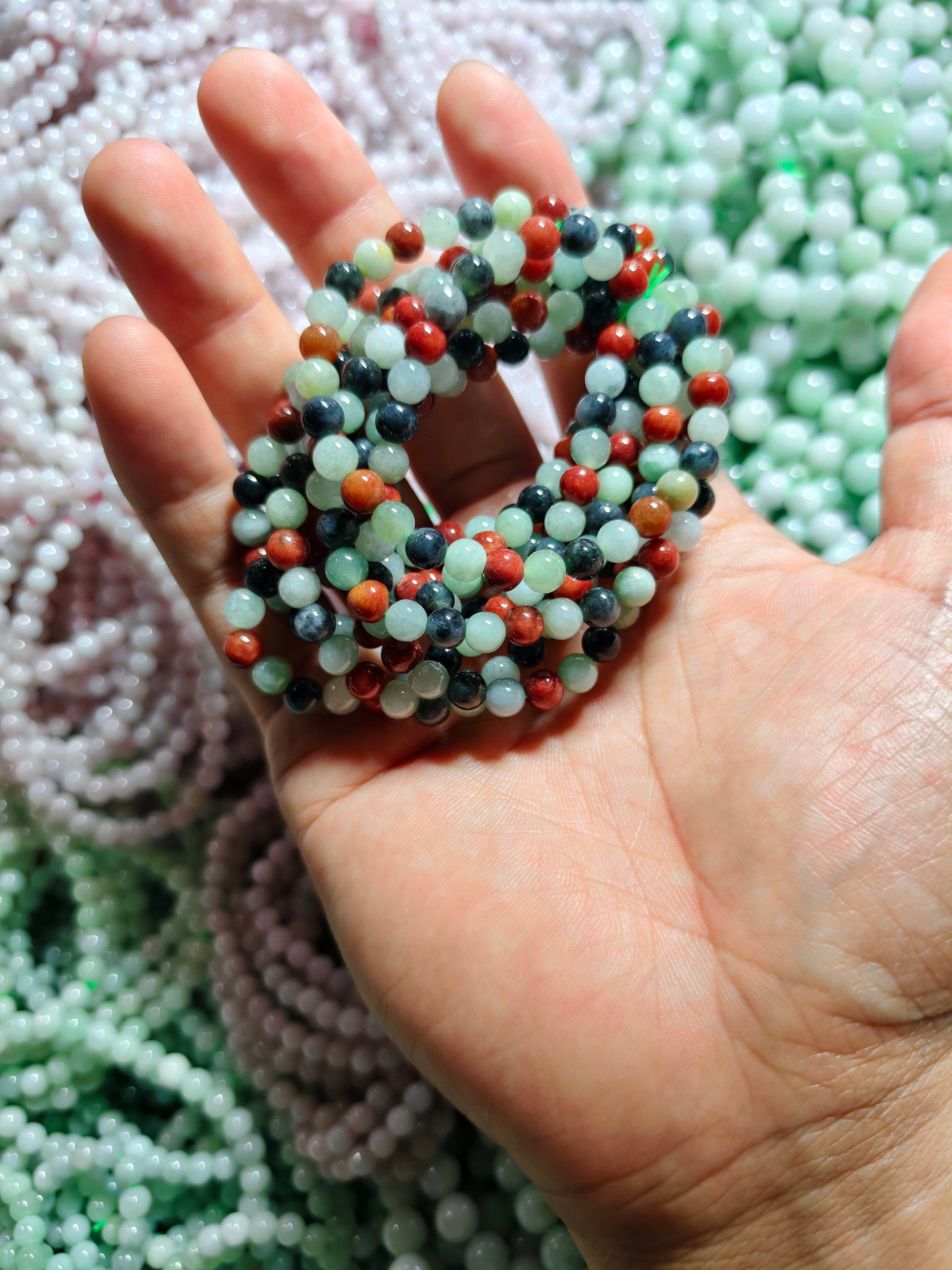Jade Bead Bracelet - Mixed Tone