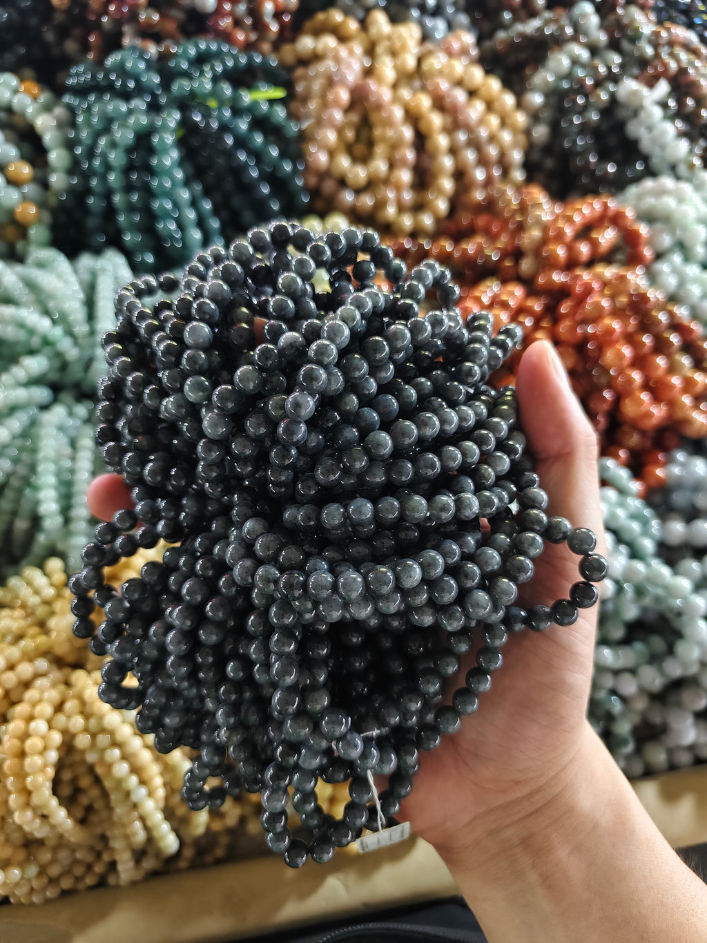 Jade Bead Bracelet - Black and White Tone