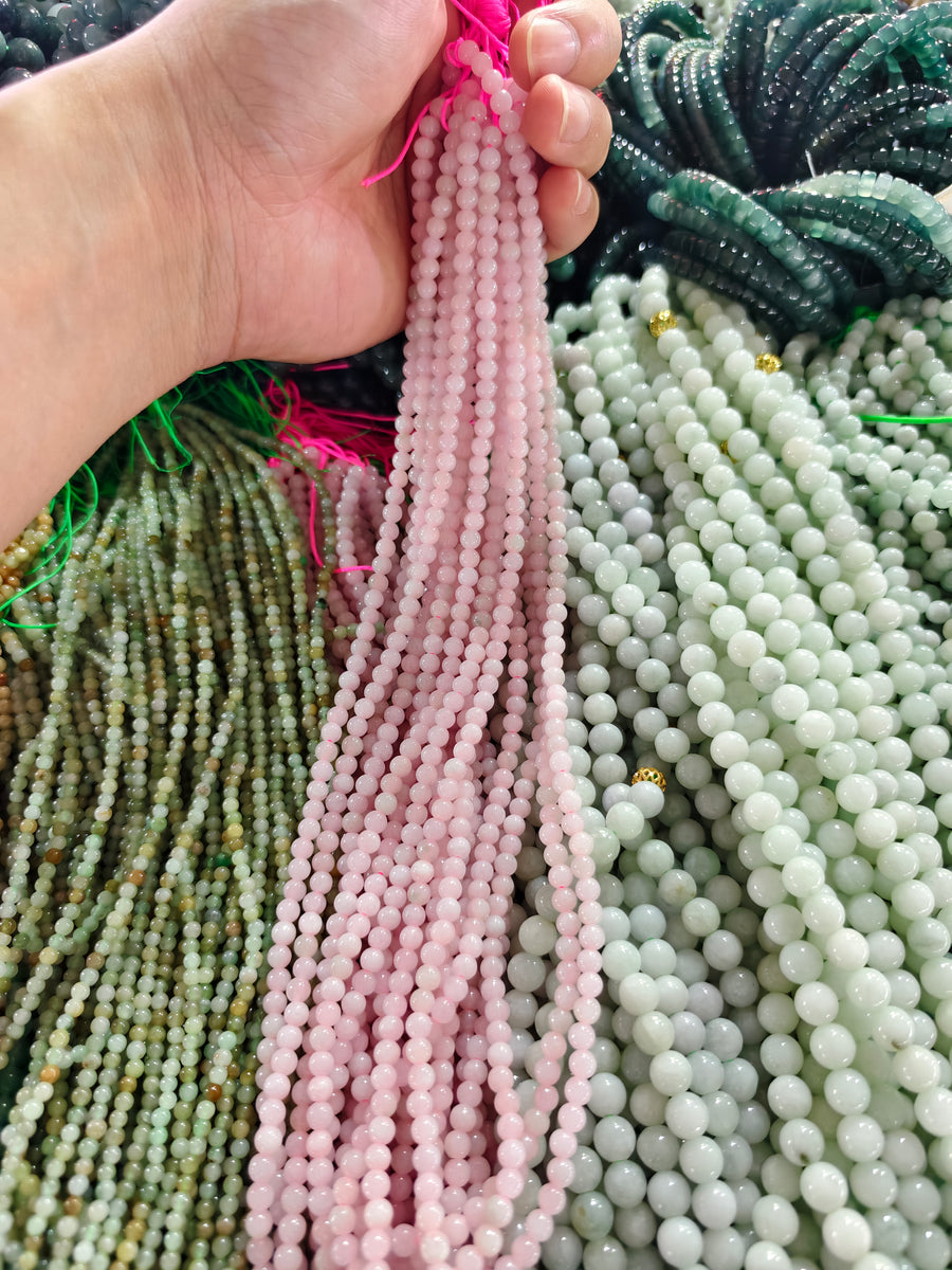 Jade Bead Necklace - Pink Tone