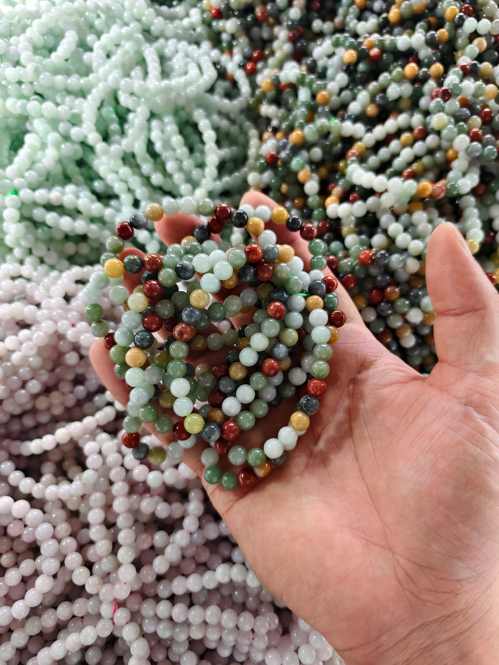 Jade Bead Bracelet - Mixed Stone Tone