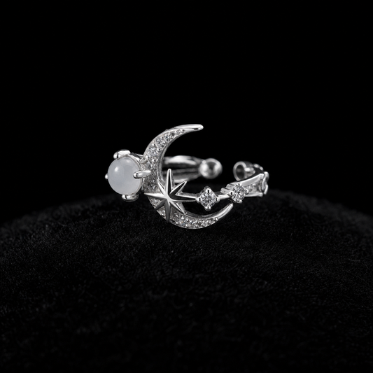 Natural Quartzite Jade Ear Cuff in 925 Silver - Celestial (Custom Made)