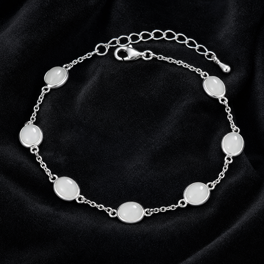 Natural Quartzite Jade Bracelet in 925 Silver - Multi-Stone (Custom Made)