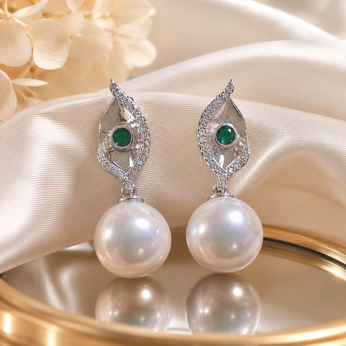 925 Sterling Silver Peacock Pearl Drop Earrings