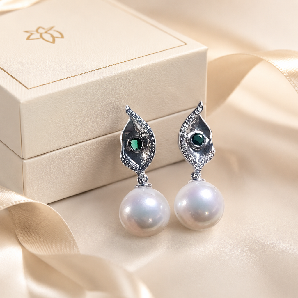 Sterling Silver Peacock Pearl Drops