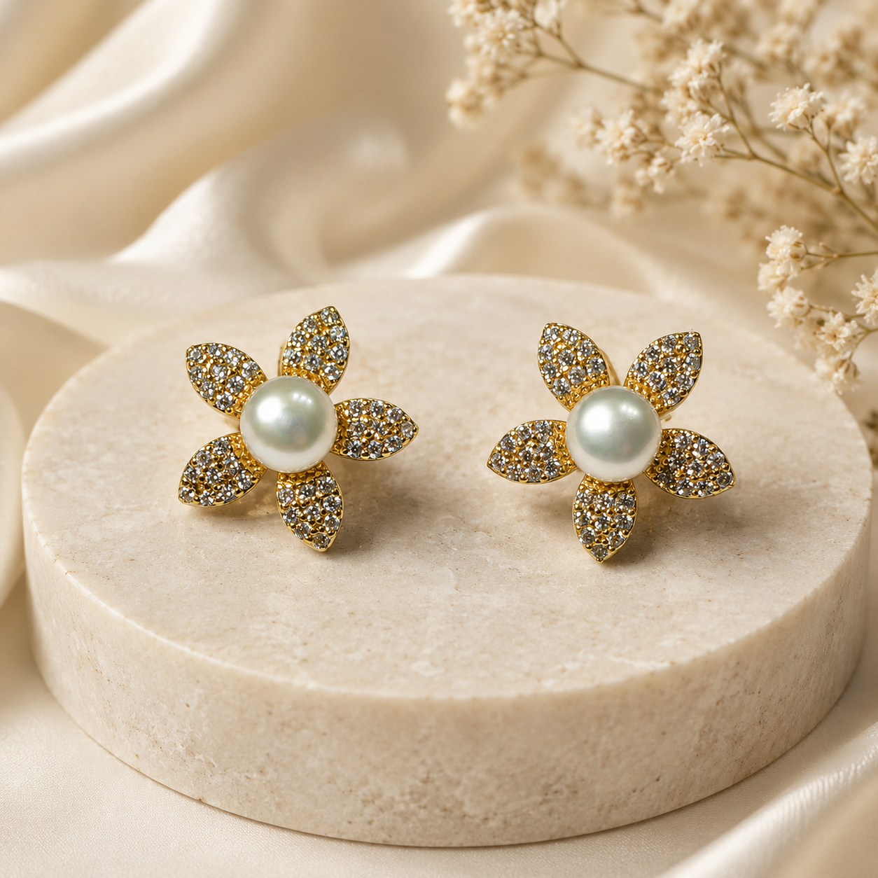 Floral Pearl Studs