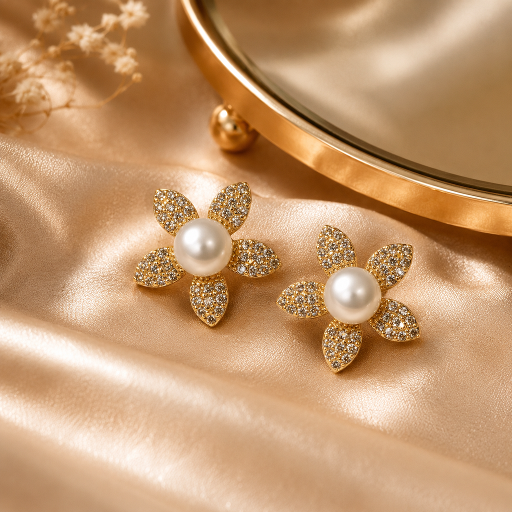 Floral Pearl Studs