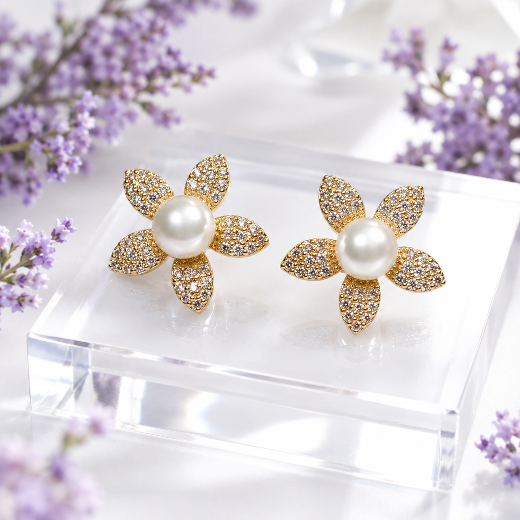 Floral Pearl Studs