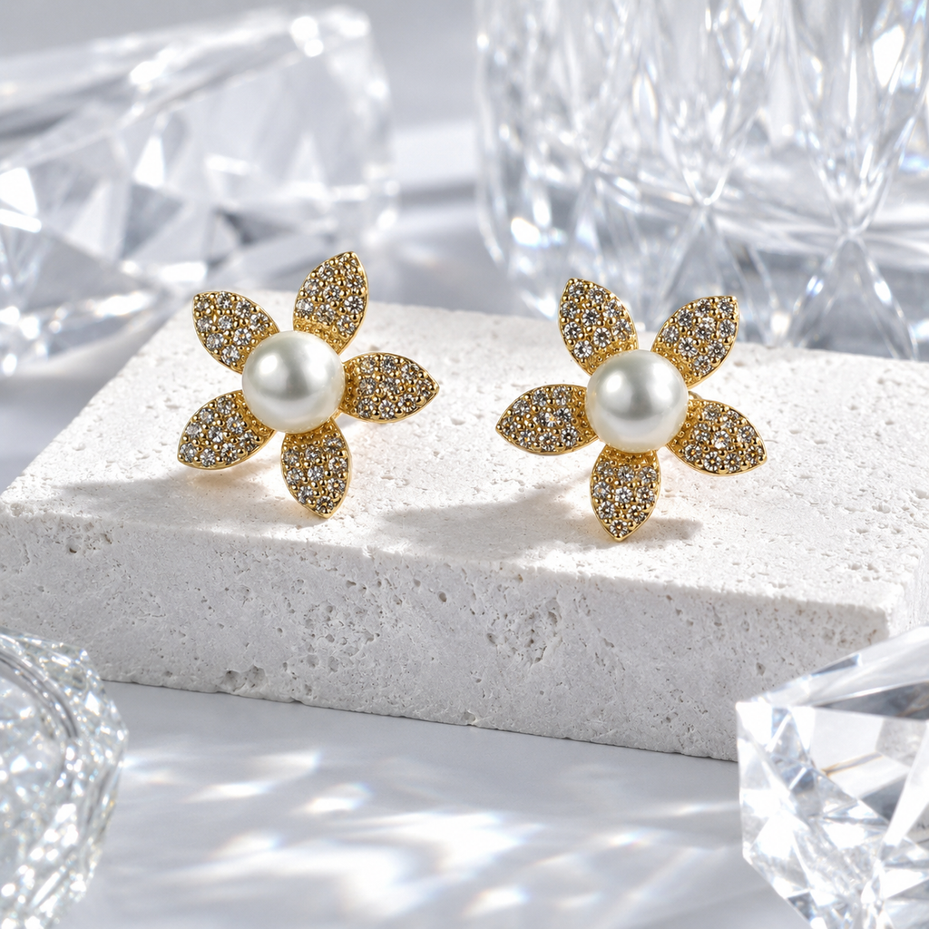 Floral Pearl Studs