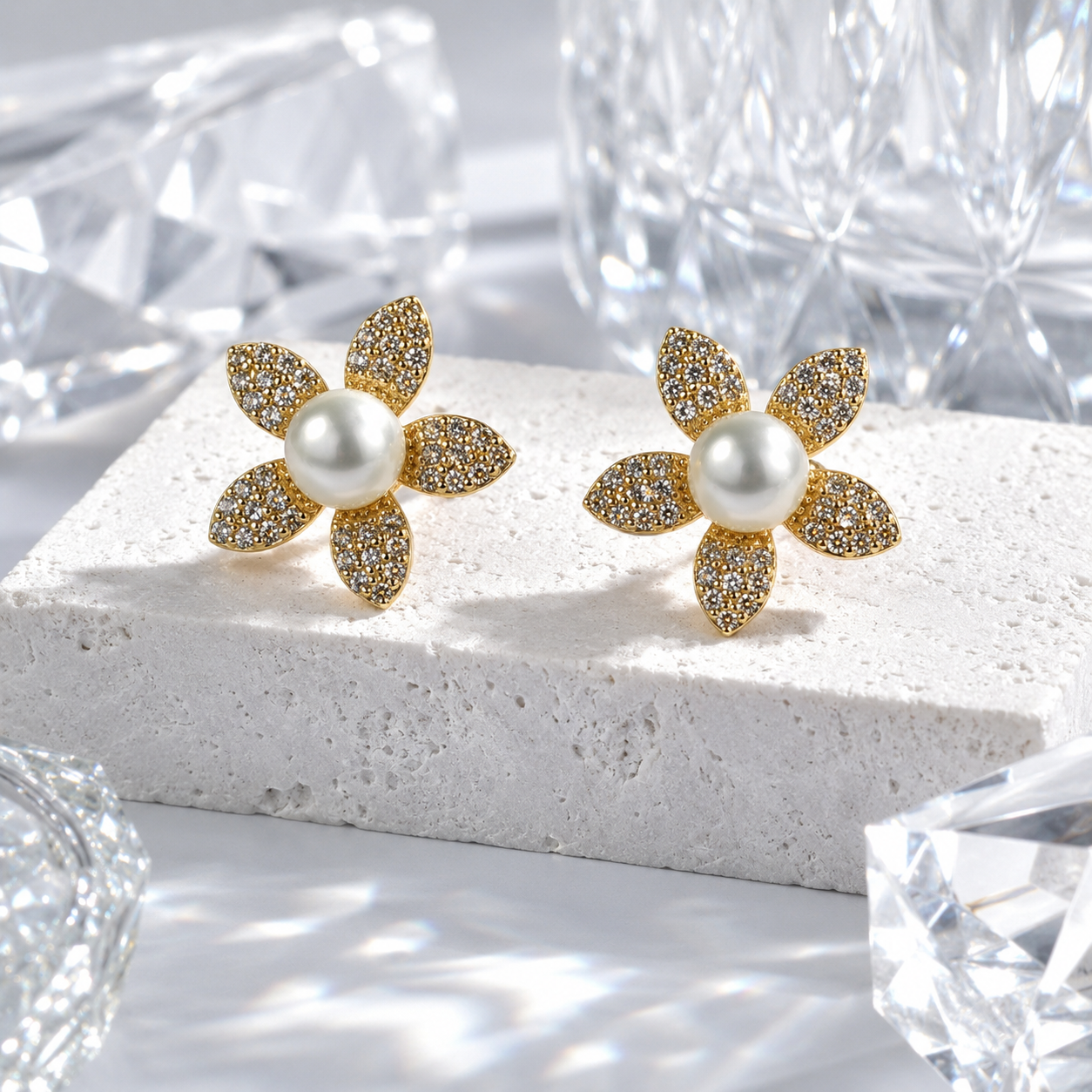 Floral Pearl Studs