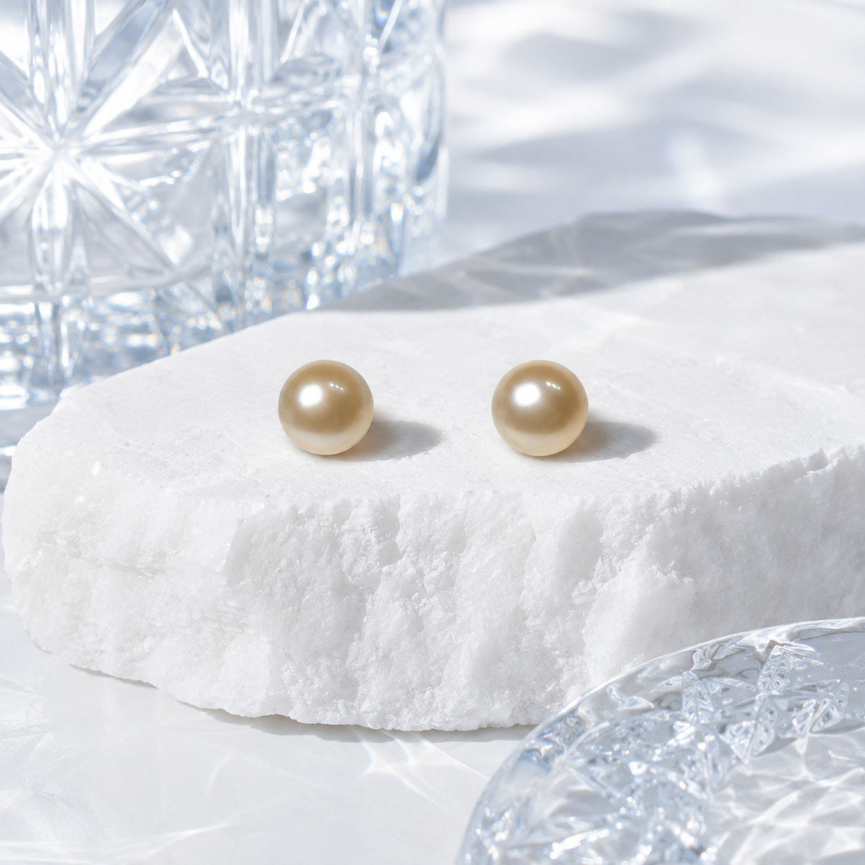 Champagne Freshwater Pearl Stud Earrings