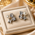 Silver Tone Cluster Pearl Studs