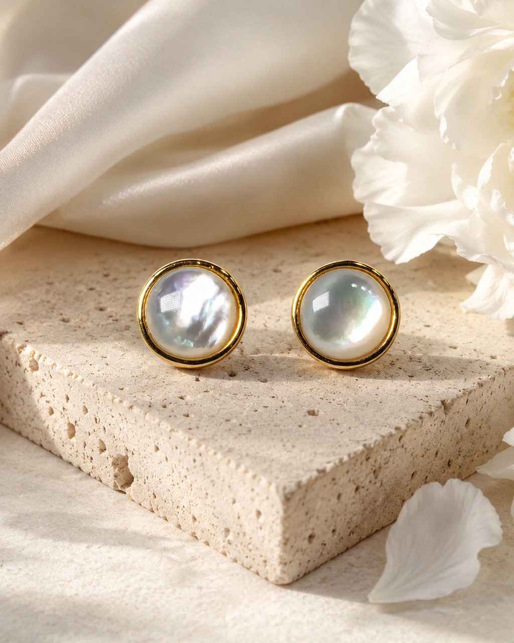Mother-of-Pearl Round Studs