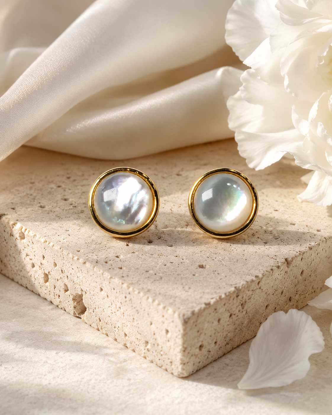Mother-of-Pearl Round Studs