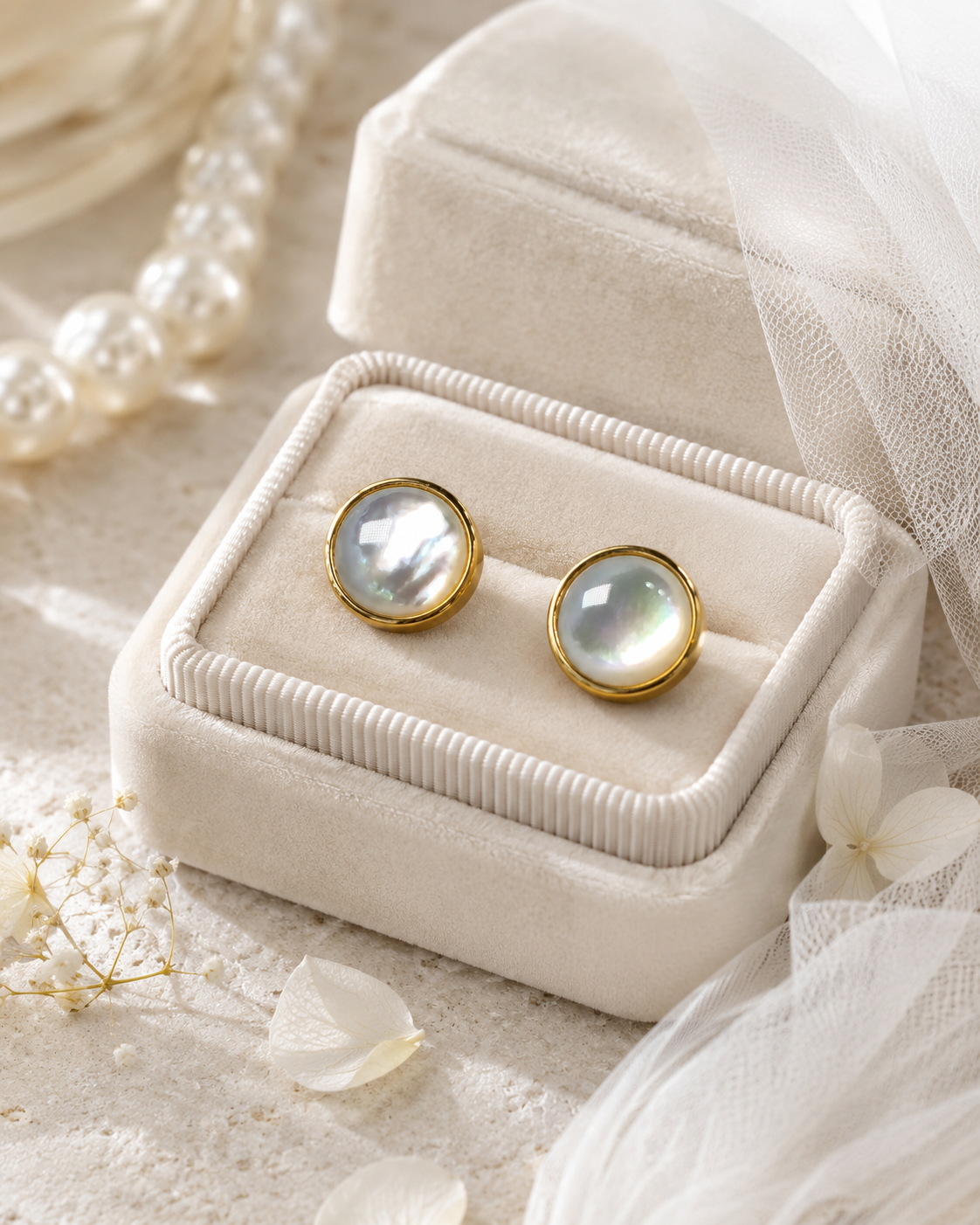 Mother-of-Pearl Round Studs