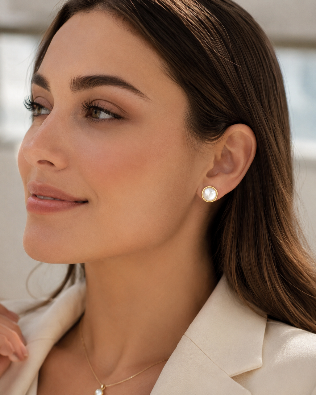 Mother-of-Pearl Round Studs
