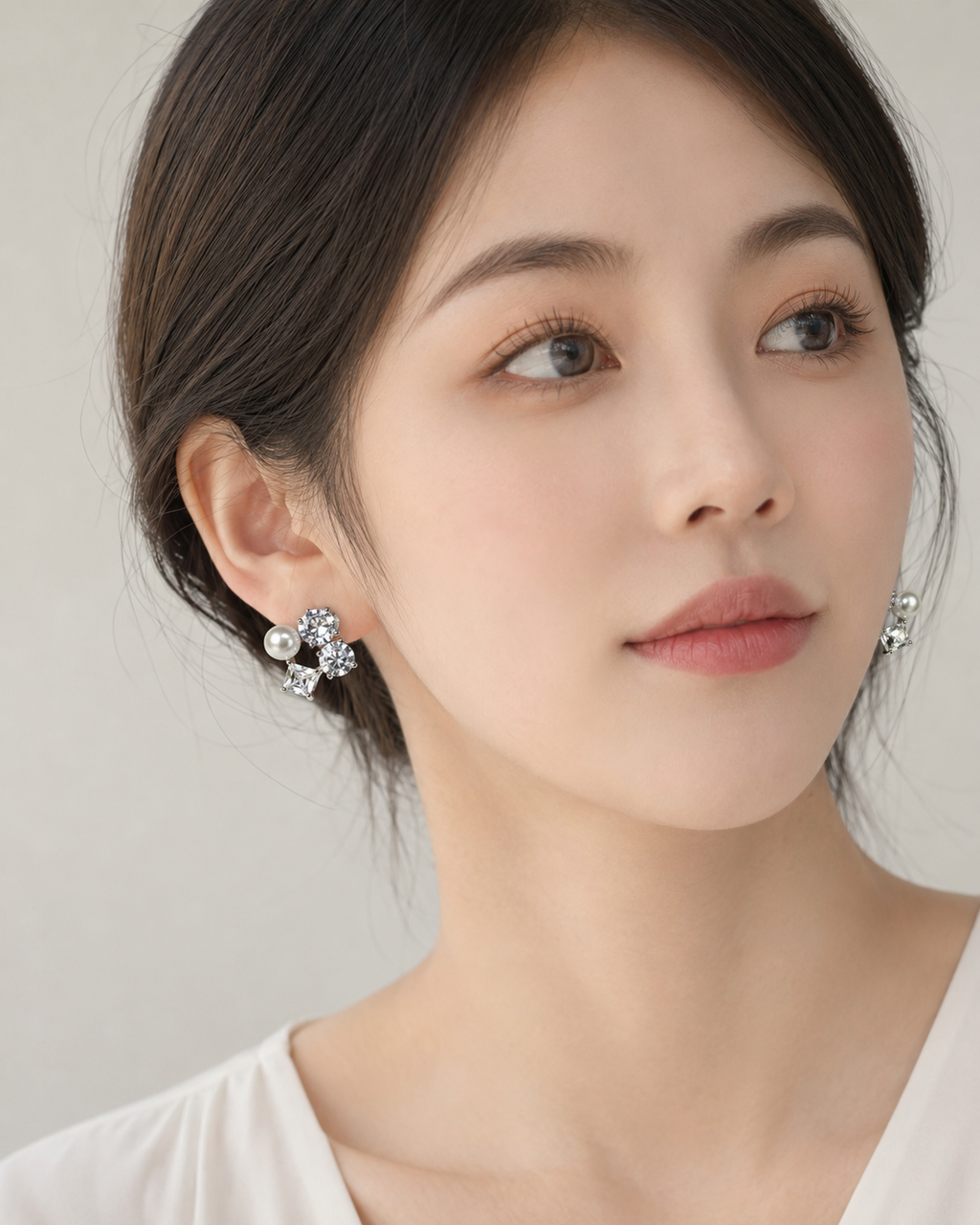 Silver Tone Cluster Pearl Studs