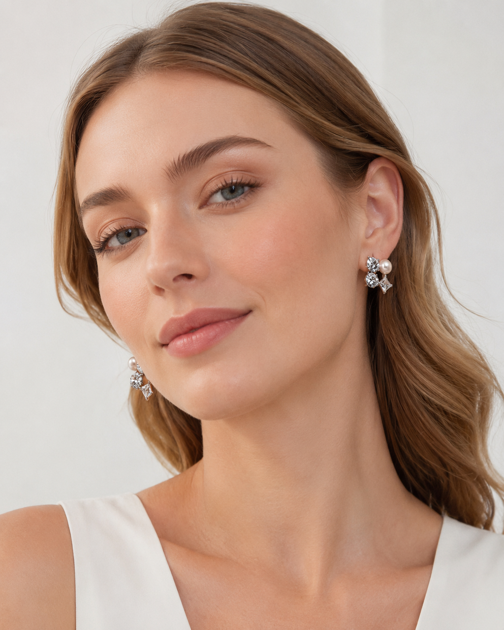 Silver Tone Cluster Pearl Studs